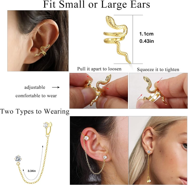 Jstyle Ear Cuff Earrings for Women Cuff Chain Earring Clip On Helix Cartilage Wrap Cuff Earring Non Pierced Adjustable - Image 4